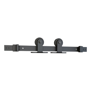 Black Solid Steel Sliding Barn Door Hardware Kit,, Soft Close 78"