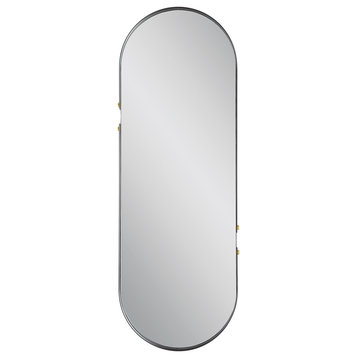 Metal frame features soft rounded corners Wall Mirror, Matte Black