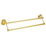 Bronces Mestre - Artica double large towel bar. Towel rail, Luxury towel bar, Polished 24k Gold Plated - Regency Style is a refined interpretation of French art and architecture from the XIV century that incorporates an aesthetic of harmony and elegance of artistic and decorative pieces.