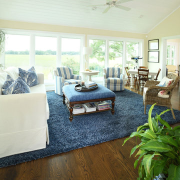 The view is the main attraction in this sunroom.