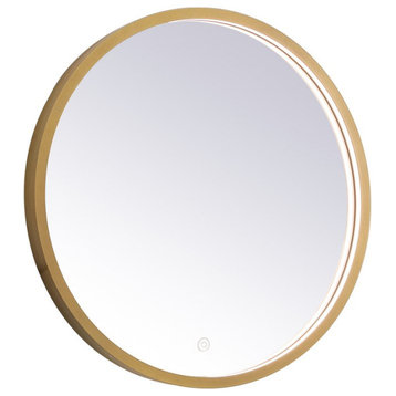 Elegant Decor MRE6021BR Pier 21" LED Mirror, Adjustable Color, Brass