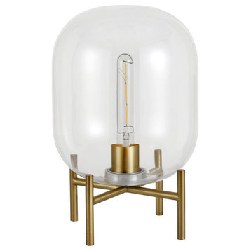 Edison 15.38 Tall Table Lamp with Glass Shade in Brass/Clear