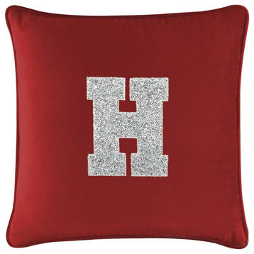 Sparkles Home Luminous Rhinestone Monogram Pillow, 20", Red Velvet