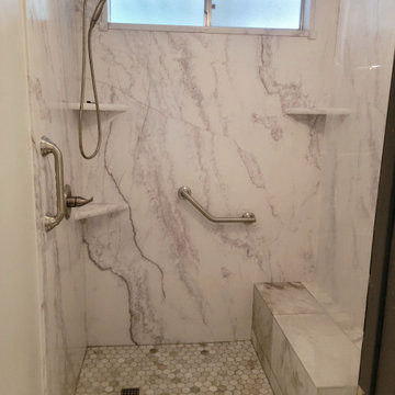 Acrylic Shower with Tile Bench & Base