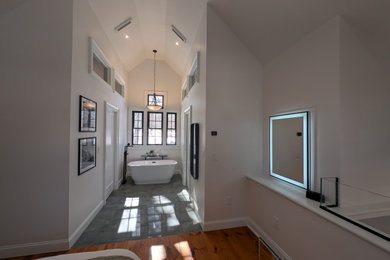 Mid-sized transitional home design photo in Bridgeport