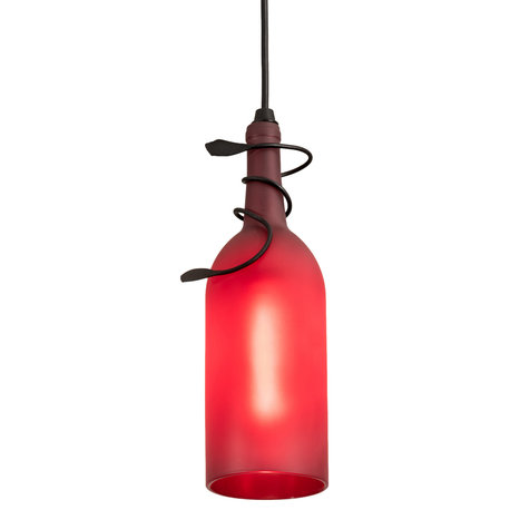 4 Wide Tuscan Vineyard Frosted Red Wine Bottle Mini Pendant