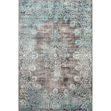 Machine Made Traditional Vintage Faded Lace Rug, 4'x6'