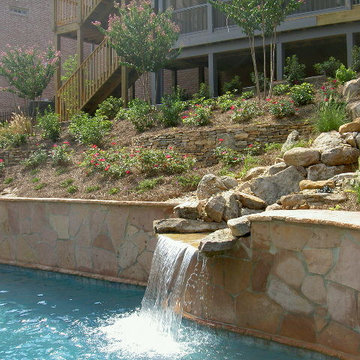 Terraced hillside above pool