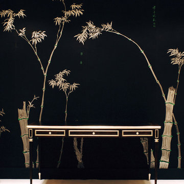 Handprinted Chinoiserie wallpaper in interior design
