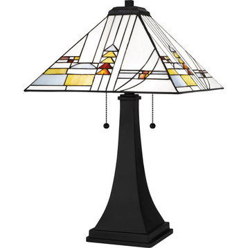 Tiffany Two Light Table Lamp in Matte Black