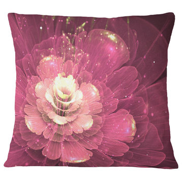 Abstract Fractal Purple Flower Floral Throw Pillow, 16"x16"