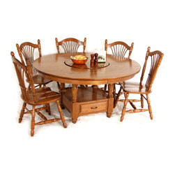 unique round table with built in lazy susan; royal harvest chairs - Furniture