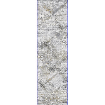 Dynamic Rugs Capella 7925 Vintage / Distressed Rug, Grey/Gold, 2'2"x7'7" Runner