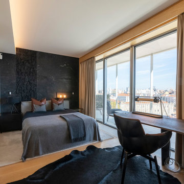 Bedroom Desk by Window with Leather Chair, Lisbon