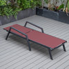 LeisureMod Marlin Patio Chaise Lounge Chair With Armrests, Burgundy