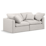 Meridian Furniture - Indulge Upholstered Modular Sofa, Cream, 2-Piece: 2 Corner Chair, Down Stuffed Linen Textured Fabric - Experience ultimate comfort and style with our cream linen textured fabric Indulge Sofa. The luxurious linen texture of the fabric will elevate the aesthetic of any room. This sofa provides ample space for you to relax while its modular build offers the option of unlimited configurations. Whether you're looking to add a stylish element to your living room or a comfortable seating option to your bedroom, this sofa is the perfect choice.