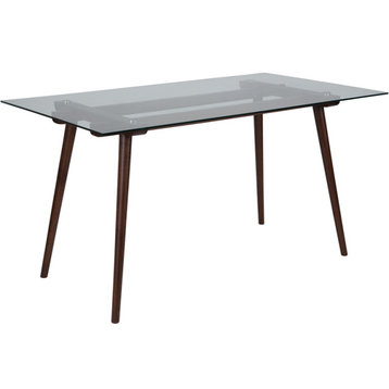 31.5x55 Walnut/Glass Table