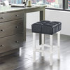 Ava 26" Counter Stool, Gray Faux Leather With Acrylic Legs