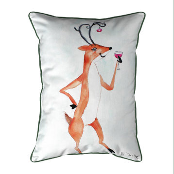 Betsy Drake Deer Party Large Indoor/Outdoor Pillow 16x20