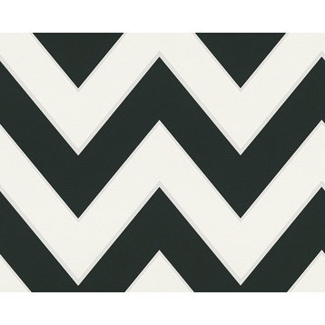 B&W 3, Black and White Look Black, White Wallpaper Roll, Modern Wall Decor