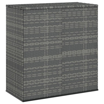 vidaXL Cushion Box Deck Box with Lid Patio Cabinet Storage Chest PE Rattan Gray