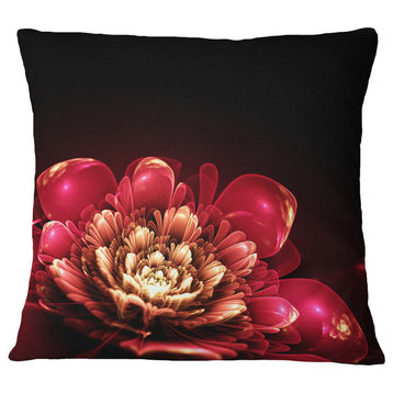 Fractal Pink Flower Floral Throw Pillow, 18"x18"