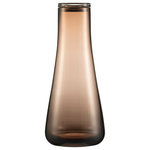 blomus - Belo Water Carafe, 40 Ounce, Coffee - blomus BELO Water Carafe - 40 Ounce - are hand blown by experienced artisans which makes every item an exquisite piece of uniquely crafted pleasure. This beautiful carafe is the civilized way to serve water to your guests. Smoky grey or coffee colored glass body with glass lid. Designed by Frederike Martens. 40.9 fluid ounces / 1.2 L. 10.2 in / 26 cm height x 4.5 in / 11.5 cm diameter. Available in 2 colors: smoke and coffee. Includes glass lid. Mouth blown glass may create subtle variances such as flow lines, small bubbles, and minimally different material thicknesses which let the color elegantly vary from piece to piece and add to the beauty and uniqueness of each hand-crafted piece. Complete your BELO sets with white wine glasses, red wine glasses, champagne flutes, champagne saucers, tumblers, water carafe and wine decanter.�Dishwasher safe.