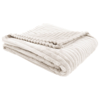 Offex 60" x 50" Ribbed Style Polyester Throw Blanket Ivory