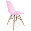 Molded Plastic Side Chair With Wood Leg, Pink, Set of 2