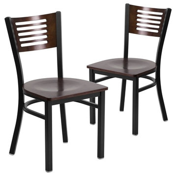 Hercules Series Black Decorative Slat Back Metal Chairs, Set of 2