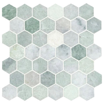Icelandic Green Hexagon 12x11.81 Polished Marble Mosaic
