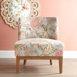 Corinne Collection - Blue Floral Chair - Armchairs And Accent Chairs