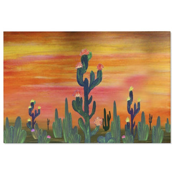 Desert sunset cactus flowers indoor Area Rugs, 72w X 48h
