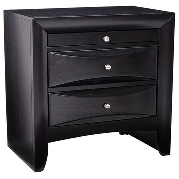 Wooden 2 Drawer Nightstand With Tray, Black