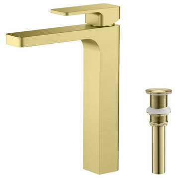 Blaze-T Single Handle Bathroom Vessel Sink Faucet, Brushed Gold
