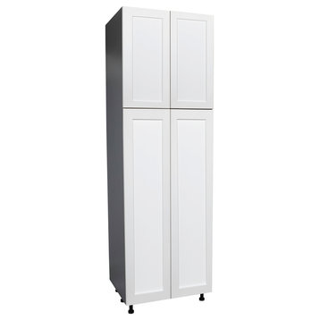 24 x 90 Utility Cabinet-Four Door-with Shaker White Matte door