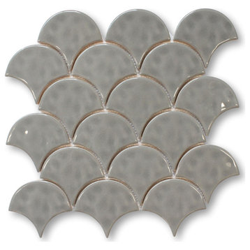 Mud Ceramic 3.5" x 3.25" Fish Scale Mosaic Tiles - 5 Sq Ft Box