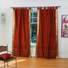 Rust  Tab Top  Sheer Sari Cafe Curtain / Drape / Panel  - 43W x 24L - Pair