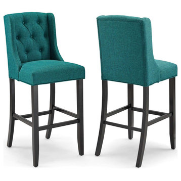 Baronet Bar Stool Upholstered Fabric Set of 2 by Modway