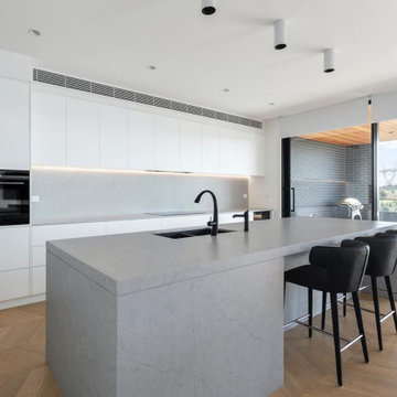 Super White Marble kitchen design