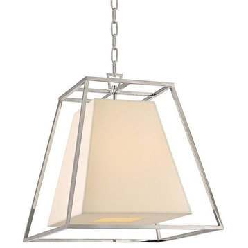 Kyle 4 Light Pendant in Polished Nickel with Cream Eco-Paper Shade