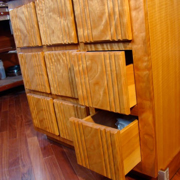 Figured cherry kitchen cabinets