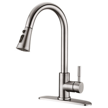 Pull Down Single Handle Kitchen Faucet, Brushed Nickel