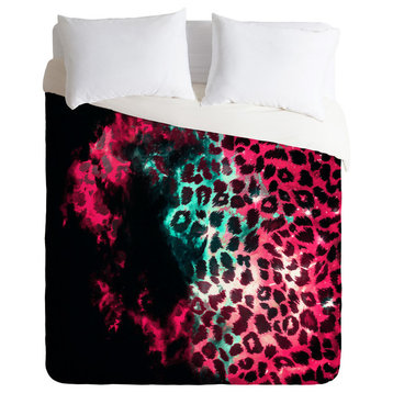 Deny Designs Caleb Troy Leopard Storm Pink Duvet Cover - Lightweight