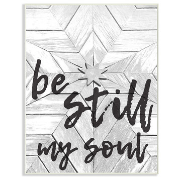 'Be Still My Soul Star Typography', Wall Plaque, 10"x0.5"x15"
