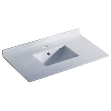 Oxford Countertop With Undermount Sink, White, 36"
