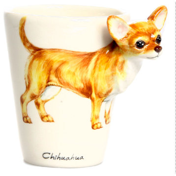Chihuahua Short-Haired 3D Ceramic Mug, Brown