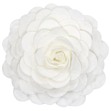 Eva's Flower Garden Decorative Throw Pillow, 13" Round, Ivory