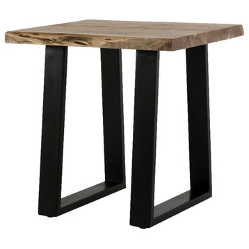 Primo International Hamilton Acacia Wood and Iron End Table in Brown