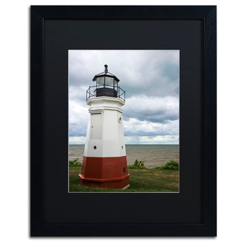 Kurt Shaffer 'Vermillion Ohio Lighthouse' Matted Framed Art, Black Mat, 20"x16"